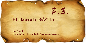Pittersch Béla névjegykártya